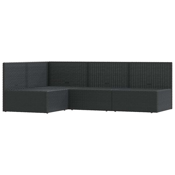 vidaXL 4 Piece Garden Lounge Set with Cushions Black Poly Rattan