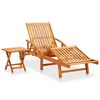 vidaXL Garden Sun Lounger with Table and Cushion Solid Wood Acacia