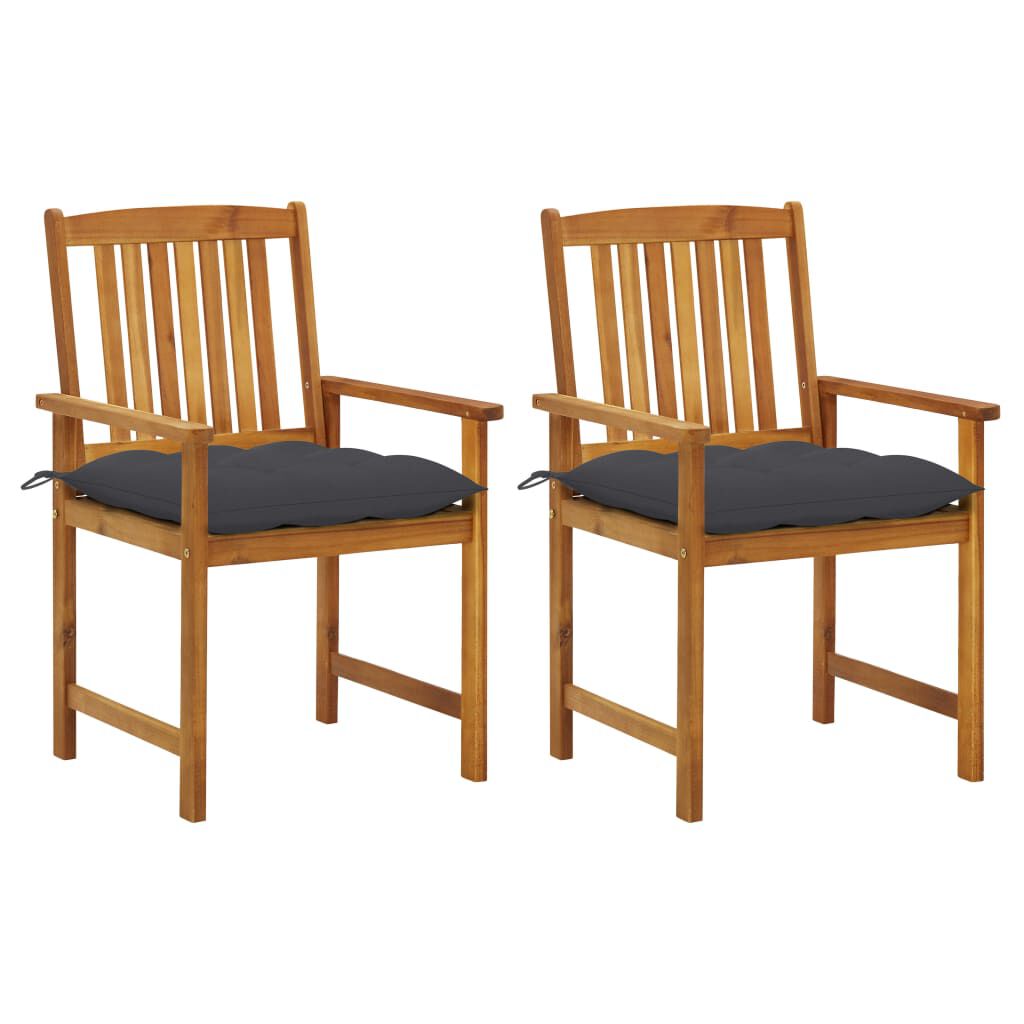 vidaXL Garden Chairs with Cushions 2 pcs Solid Acacia Wood