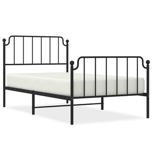 vidaXL Metal Bed Frame without Mattress with Footboard Black 100x200cm