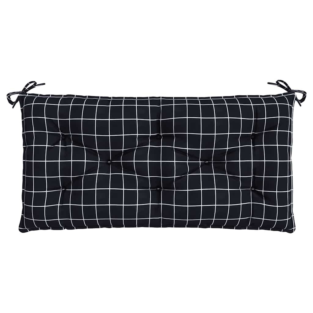 vidaXL Garden Bench Cushions 2pcs Black Check Pattern 100x50x7cm Fabric