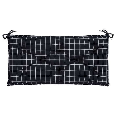 vidaXL Garden Bench Cushions 2pcs Black Check Pattern 100x50x7cm Fabric