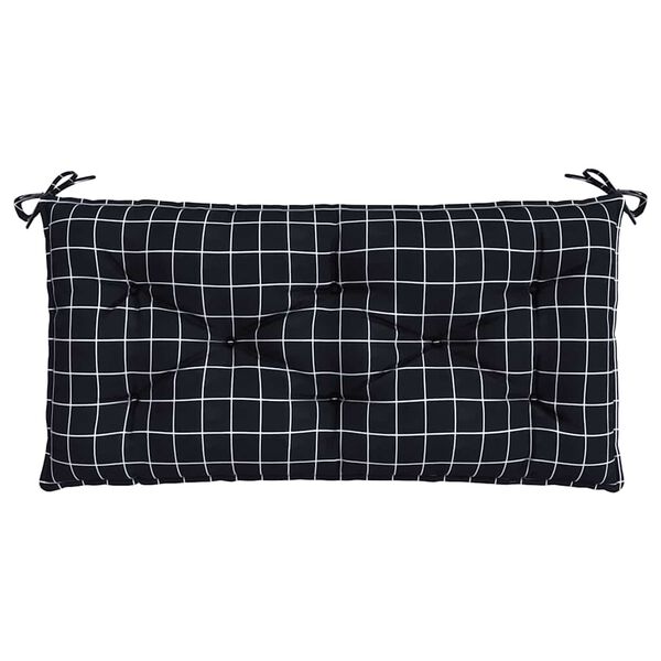 vidaXL Garden Bench Cushions 2pcs Black Check Pattern 100x50x7cm Fabric