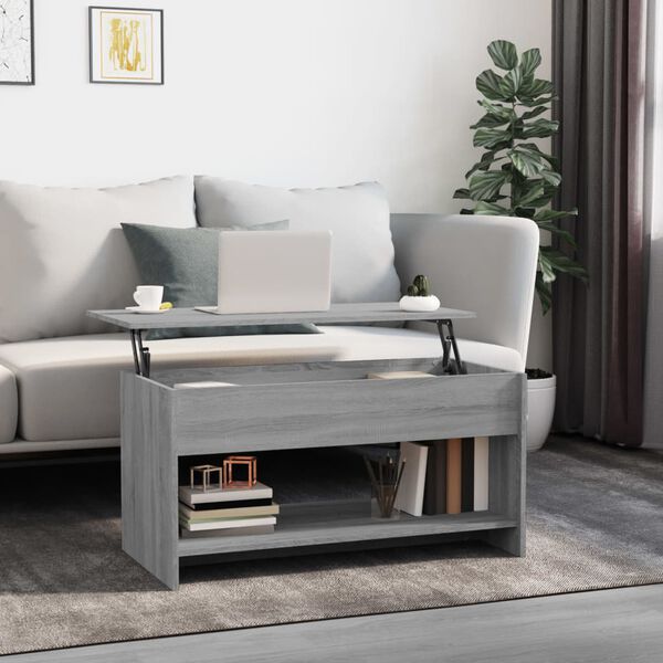 vidaXL Coffee Table Grey Sonoma 102x50x52.5 cm Engineered Wood