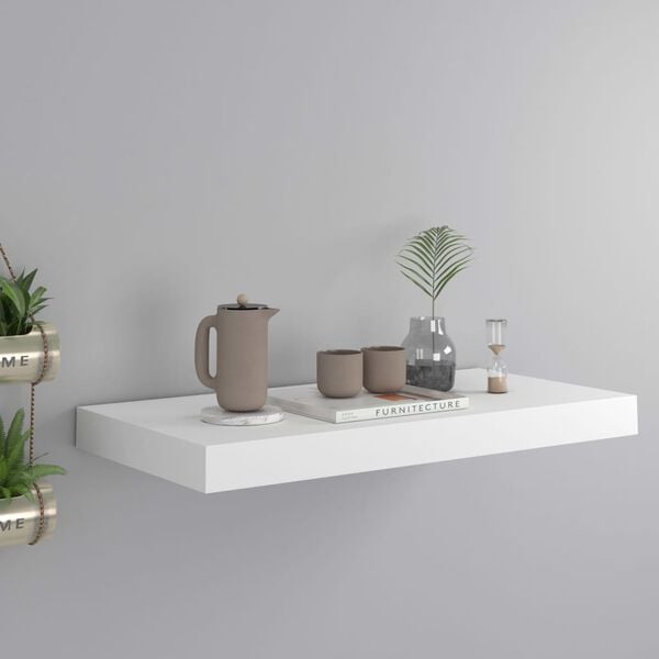 vidaXL Floating Wall Shelf White 50x23x3.8 cm MDF