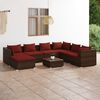vidaXL 8 Piece Garden Lounge Set with Cushions Poly Rattan Brown