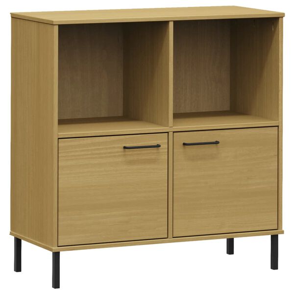 vidaXL Bookcase with Metal Legs Brown 90x35x90.5 cm Solid Wood OSLO