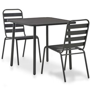 vidaXL 3 Piece Bistro Set Steel Dark Grey