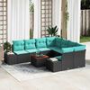 vidaXL Garden Sofa Set 9 pcs Black and turquoise