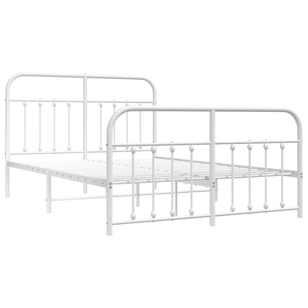 vidaXL Metal Bed Frame without Mattress with Footboard White 135x190cm