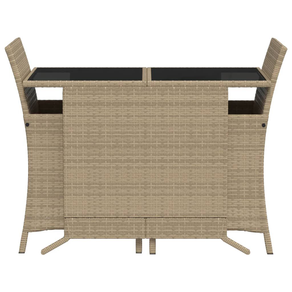 vidaXL 3 Piece Bistro Set with Cushions Beige Poly Rattan