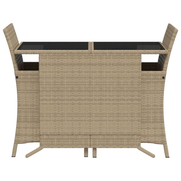 vidaXL 3 Piece Bistro Set with Cushions Beige Poly Rattan