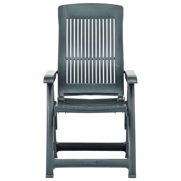 vidaXL Garden Reclining Chairs 2 pcs Plastic Green