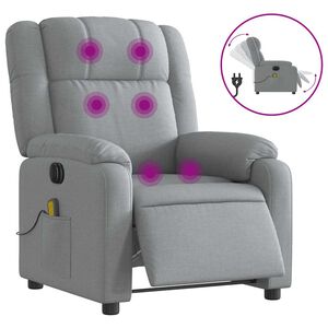 vidaXL Electric Massage Recliner Chair Light Grey Fabric