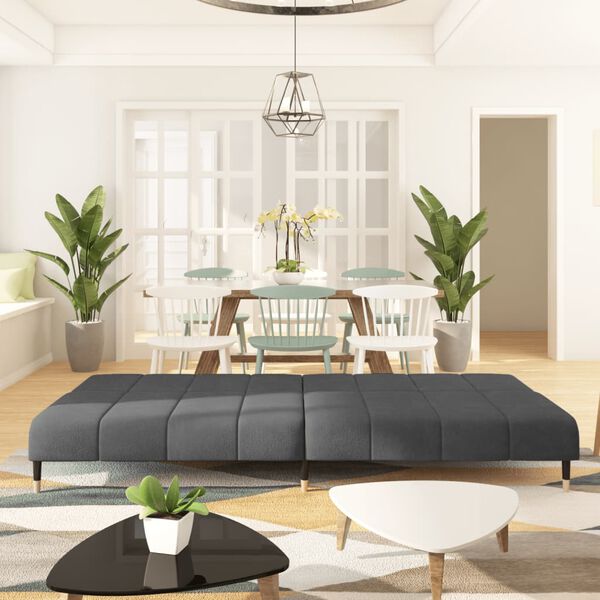 vidaXL 2-Seater Sofa Bed Dark Grey Velvet
