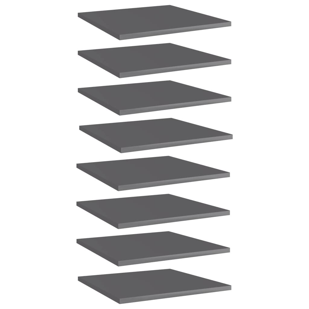 vidaXL Bookshelf Boards 8 pcs High Gloss Grey 40x40x1.5 cm Engineered Wood