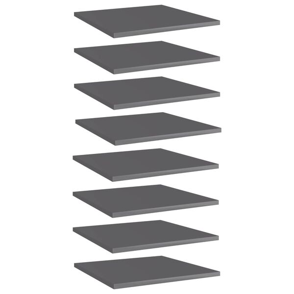 vidaXL Bookshelf Boards 8 pcs High Gloss Grey 40x40x1.5 cm Engineered Wood