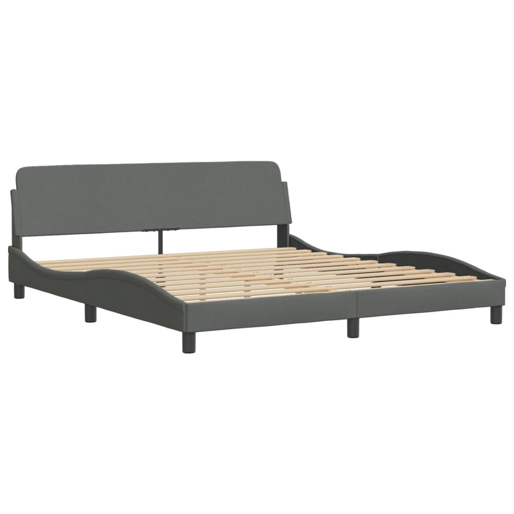 vidaXL Bed Frame with LED without Mattress Dark Grey 193x203 cm Fabric