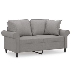 vidaXL 2-Seater Sofa with Pillows&Cushions Light Grey 120 cm Fabric