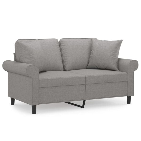vidaXL 2-Seater Sofa with Pillows&Cushions Light Grey 120 cm Fabric