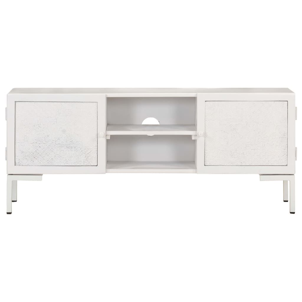 vidaXL TV Cabinet White 115x30x46 cm Solid Mango Wood