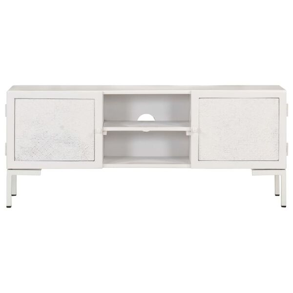 vidaXL TV Cabinet White 115x30x46 cm Solid Mango Wood