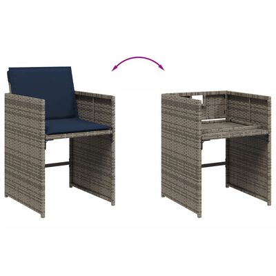 vidaXL Garden Chairs with Cushions 4 pcs Grey Poly Rattan