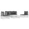 vidaXL 5 Piece Garden Lounge Set with Cushions White Steel
