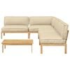 vidaXL Sofa Set with Cushion Plain 5 pcs Beige Solid Acacia Wood