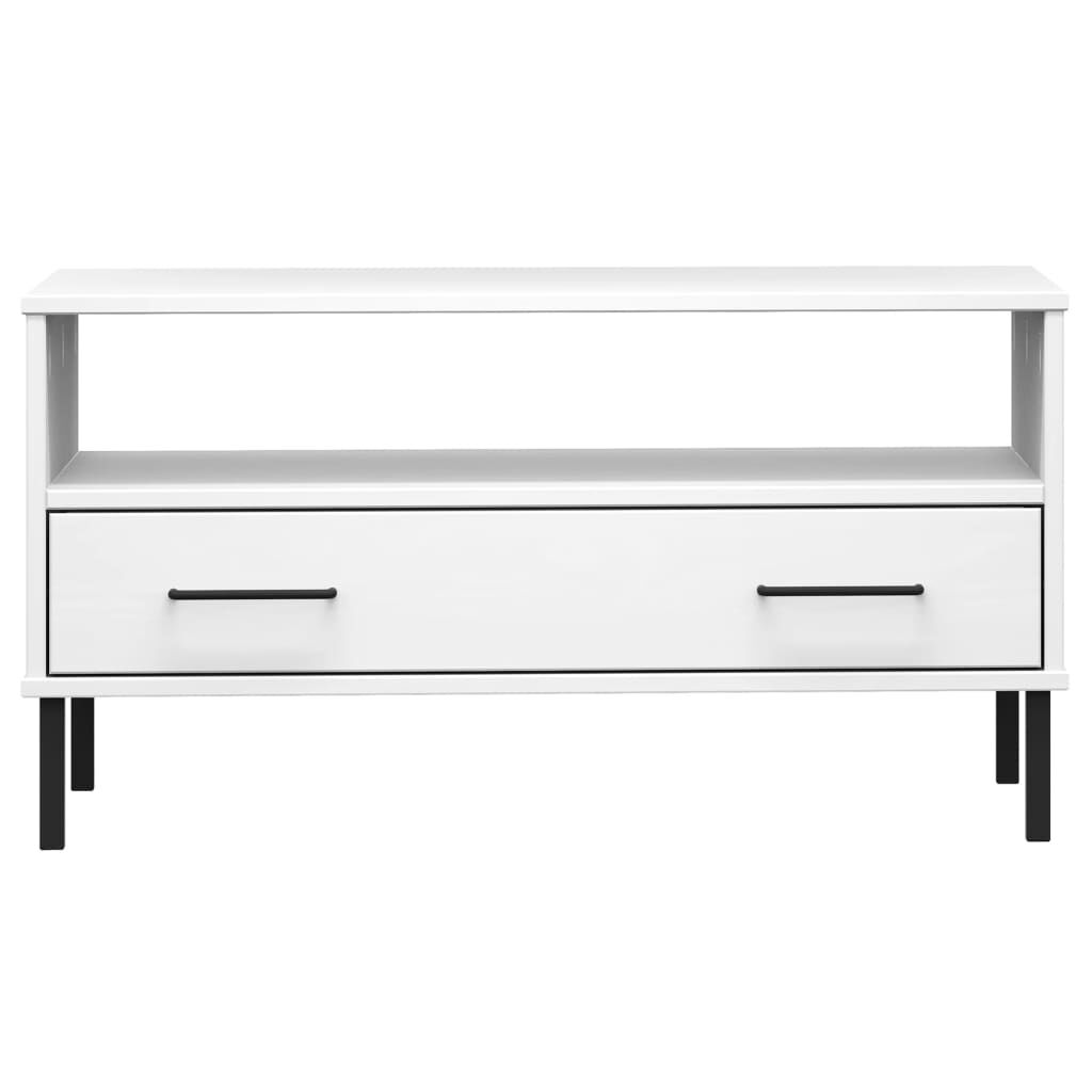 vidaXL Coffee Table with Metal Legs White 85x50x45cm Solid Wood OSLO