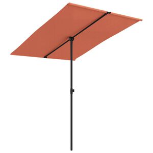 vidaXL Garden Parasol with Aluminium Pole 2x1.5 m Terracotta