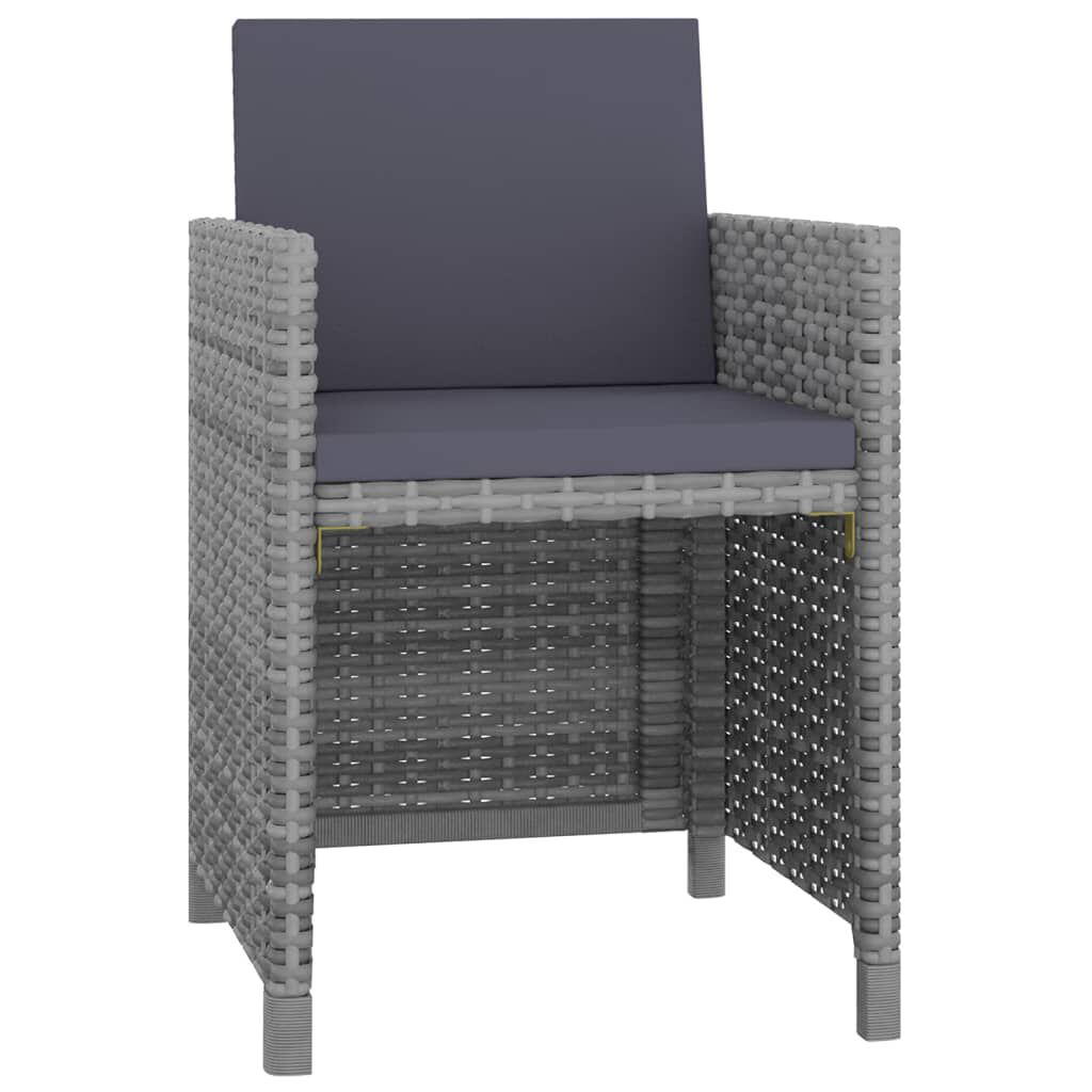 vidaXL 5 Piece Outdoor Dining Set with Cushions Poly Rattan Grey