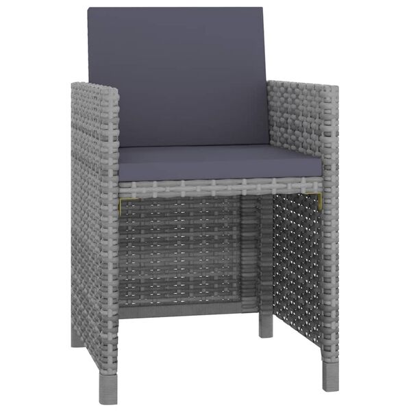 vidaXL 5 Piece Outdoor Dining Set with Cushions Poly Rattan Grey