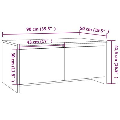 vidaXL Coffee Table Black 90x50x41.5 cm Engineered Wood