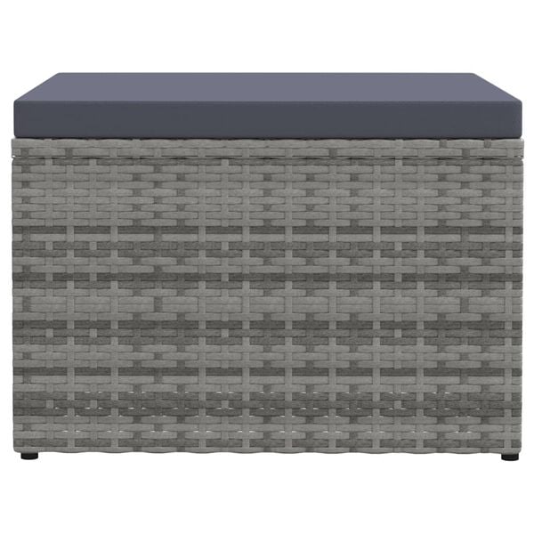 vidaXL Garden Footstool with Cushion Grey Poly Rattan