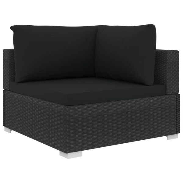 vidaXL 11 Piece Garden Lounge Set with Cushions Poly Rattan Black