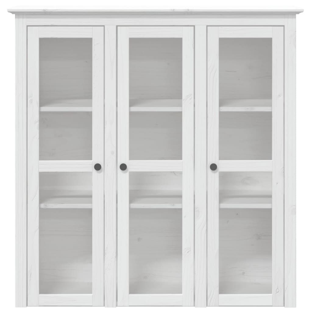 vidaXL Cabinet with Glass Doors BODO White Solid Wood Pine