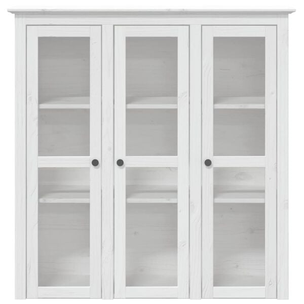 vidaXL Cabinet with Glass Doors BODO White Solid Wood Pine