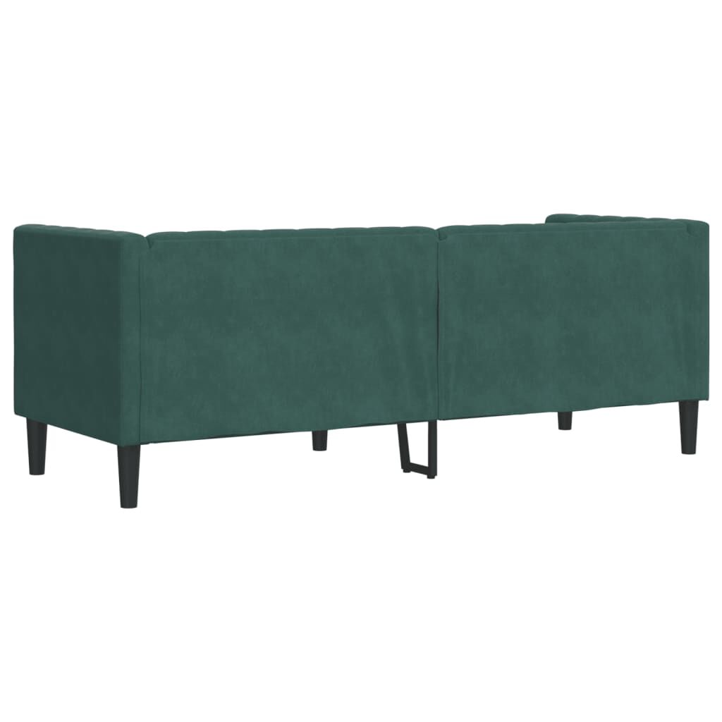 vidaXL Chesterfield Sofa with Bolsters 3-Seater Dark Green Velvet