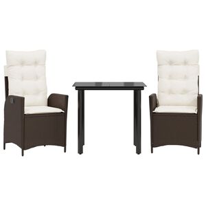 vidaXL 5 Piece Garden Dining Set with Cushions Brown Poly Rattan