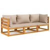 vidaXL 3 Piece Garden Lounge Set with Taupe Cushions Solid Wood