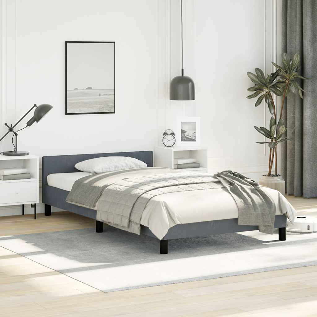 vidaXL Bed Frame without Mattress Dark Grey 100x190 cm Velvet