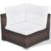 vidaXL 5 Piece Garden Lounge Set with Cushions Poly Rattan Brown