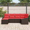 vidaXL Sofa Set with Cushion 6 pcs Brown Poly Rattan