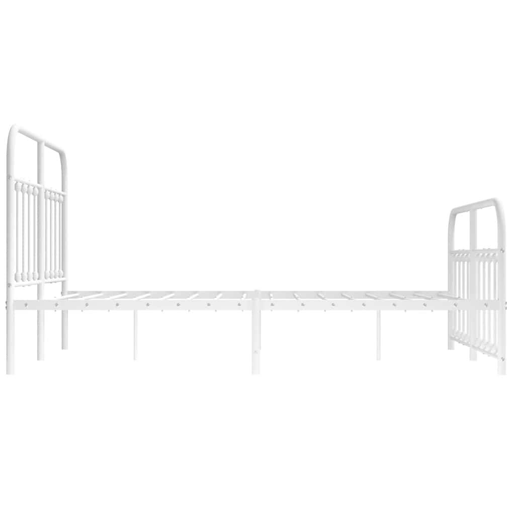 vidaXL Metal Bed Frame without Mattress with Footboard White 135x190cm