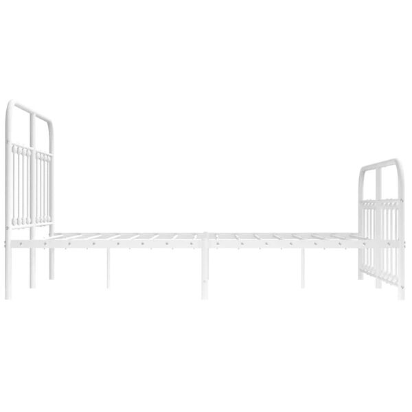 vidaXL Metal Bed Frame without Mattress with Footboard White 135x190cm