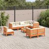 vidaXL 9 Piece Garden Sofa Set with Cushions Wax Brown Solid Wood Pine