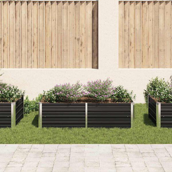 vidaXL Raised Garden Bed 160x80x45 cm Galvanised Steel Anthracite