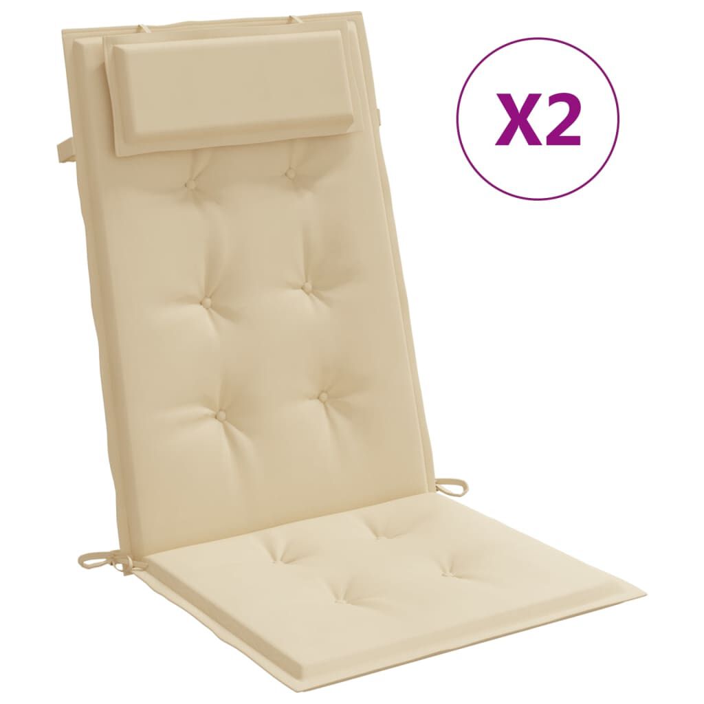 vidaXL Highback Chair Cushions 2 pcs Beige Oxford Fabric