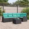 vidaXL Garden Sofa Set 6 pcs Black and Turquoise Poly Rattan